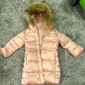 Rose gold girls gap long warm puffer jacket